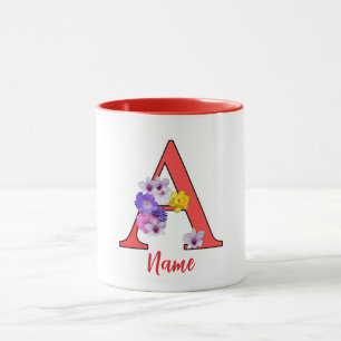 Taza Inicial de Monograma A Floral