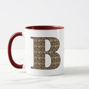 Taza Inicial de monograma B Floral Vintage Personalizad