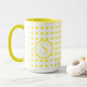 Taza Inicial de monograma con diamantes amarillos brill