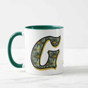 Taza Inicial de monograma de margarita personalizada G