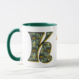 Taza Inicial de monograma de margarita personalizada K