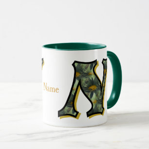 Taza Inicial de monograma de margarita personalizada N