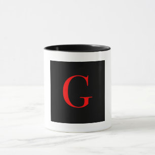 Taza Inicial de monograma G combinación negro y blanco