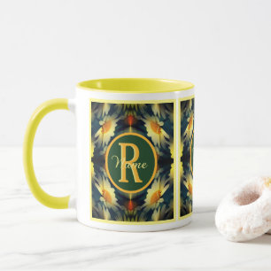 Taza Inicial de monograma personalizado Nombre Arte flo