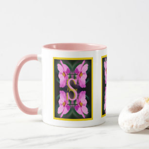 Taza Inicial de monograma personalizado Nombre Rosa Cos