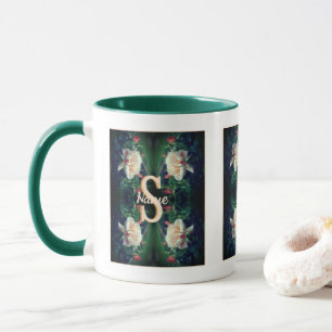 Taza Inicial de monograma personalizado Nombre Rosa Mel