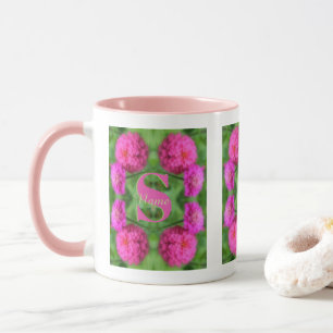 Taza Inicial de Monograma Personalizado Nombre Zinnias