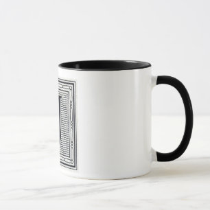 Taza Inicial de Woodblock del grabar en madera de la