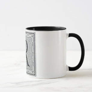 Taza Inicial de Woodblock del grabar en madera de la