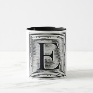 Taza Inicial de Woodblock del grabar en madera de la