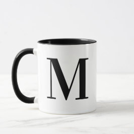 Taza Inicial M Monograma Negro Moderno Personalizado