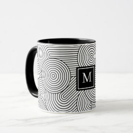 Taza Inicial monogramada moderna de mediados de siglo e