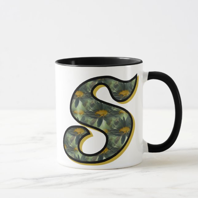 Taza Inicial S de monograma de margarita (Derecha)
