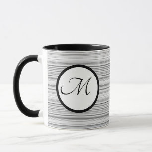 Taza Iniciales de franjas en blanco y negro