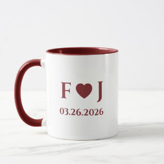 Taza Iniciales de Pareja Personalizadas Corazón y Fecha
