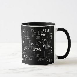 Taza iniciales de patrón, personalizado moderno en blan