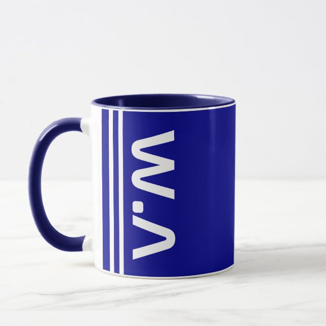 Taza Iniciales Modernas & Nombre | Mejor Monograma Azul (Izquierda)