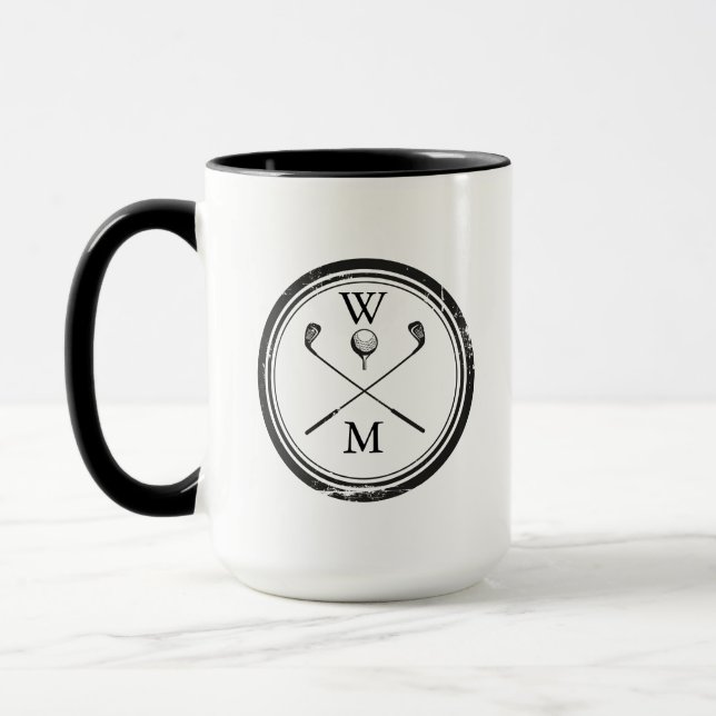 Taza Iniciales Monograma Modernas Negro y Blanco (Izquierda)