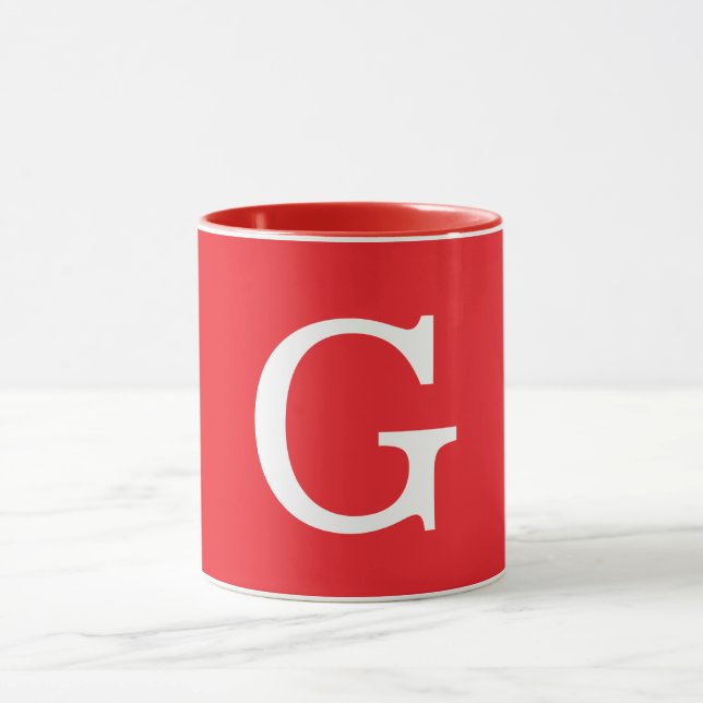 Taza Initial Letter Monogram Red White Plain Simple (Centro)
