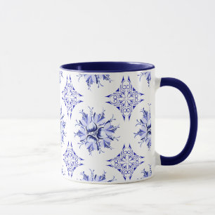 Taza Inky Floral Coffee Mug   Índigo y blanco