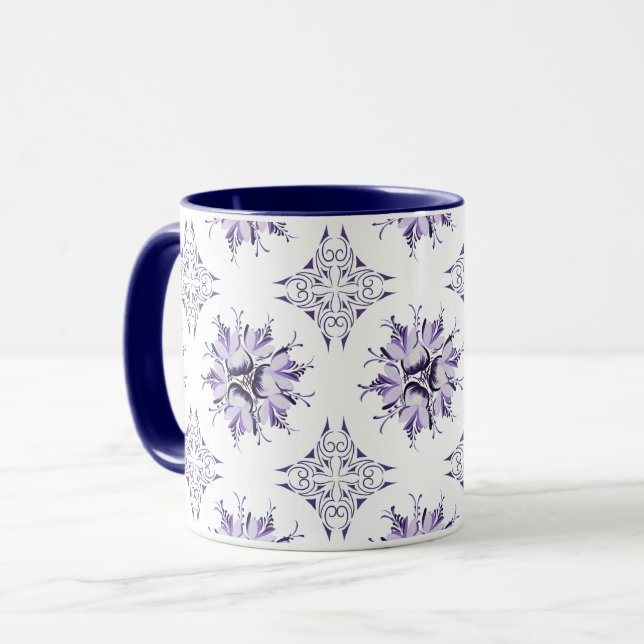 Taza Inky Floral Coffee Mug | Lilac morado y blanco (Anverso izquierdo)
