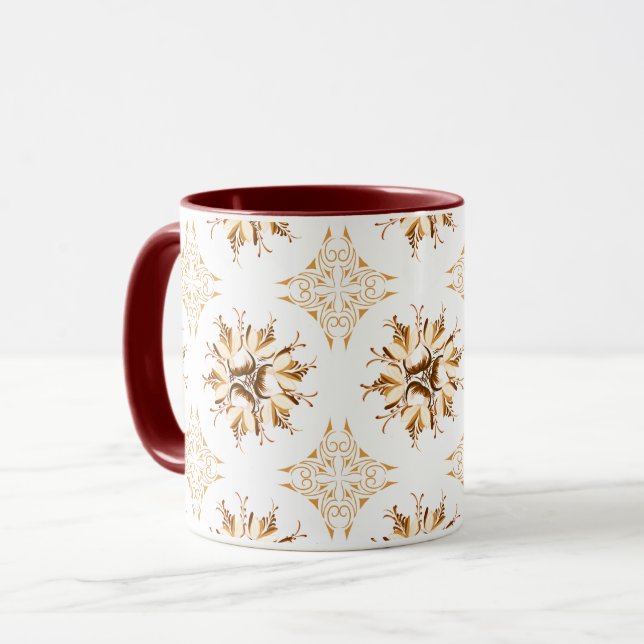 Taza Inky Floral Coffee Mug | Marrón y blanco Naranja (Anverso izquierdo)