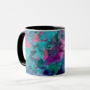Taza Inky Watercolor Abstract Cosmic Color Painting