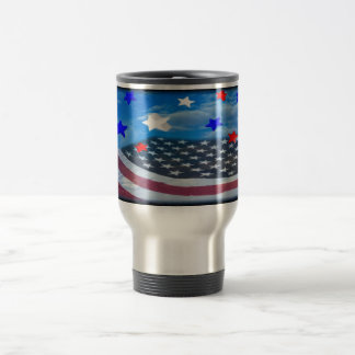 taza inoxidable del viaje de la bandera americana