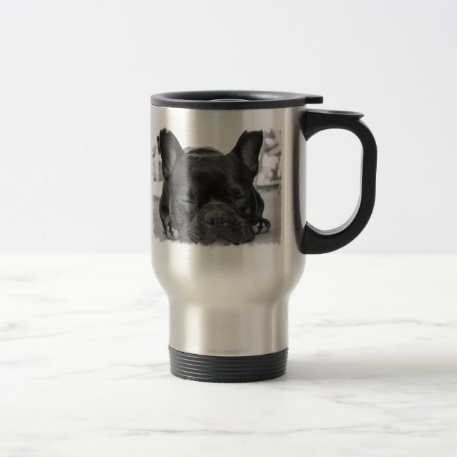 Taza inoxidable del viaje del bulldog francés (Derecha)
