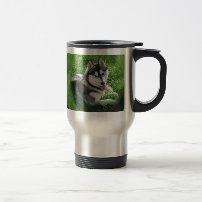 Taza inoxidable del viaje del perro del husky (Derecha)