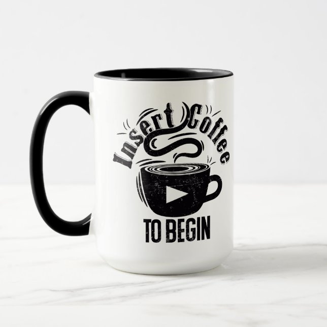 Taza Insertar café para comenzar cita divertida de café (Izquierda)
