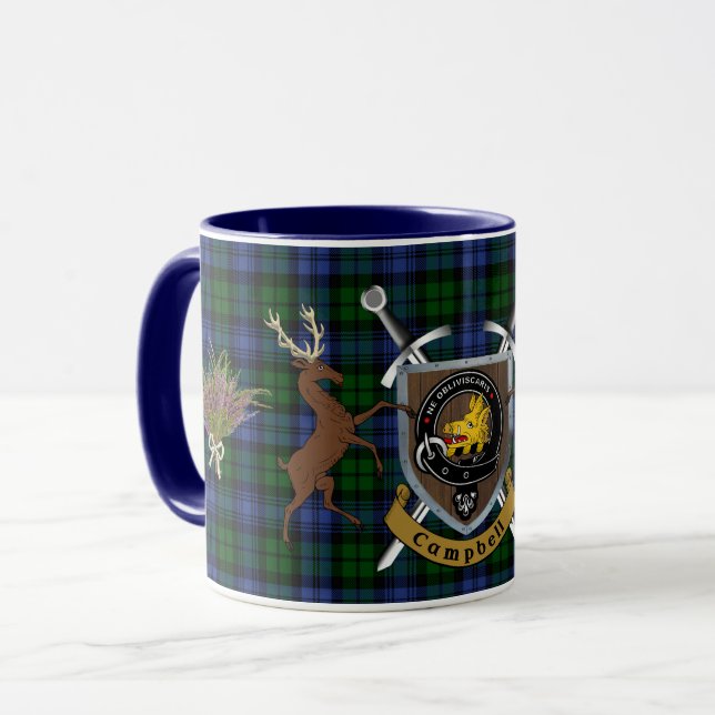 Taza Insignia de clan Campbell y Highland de Tartán (Anverso izquierdo)