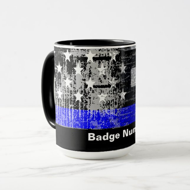 Taza Insignia delgada de la línea azul# Mug (Anverso izquierdo)