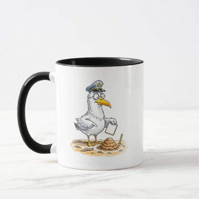 Taza Inspector de gusanos ave cómica (Izquierda)