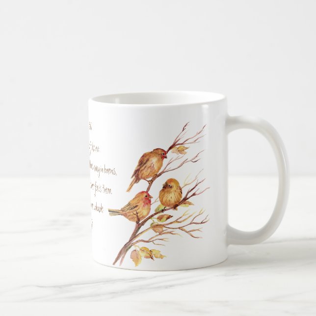 Taza Inspirador Escritura Mateo 6:26, Aves (Derecha)