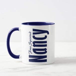 Taza Inspirador nombre "Nancy" personalizado en azul ma