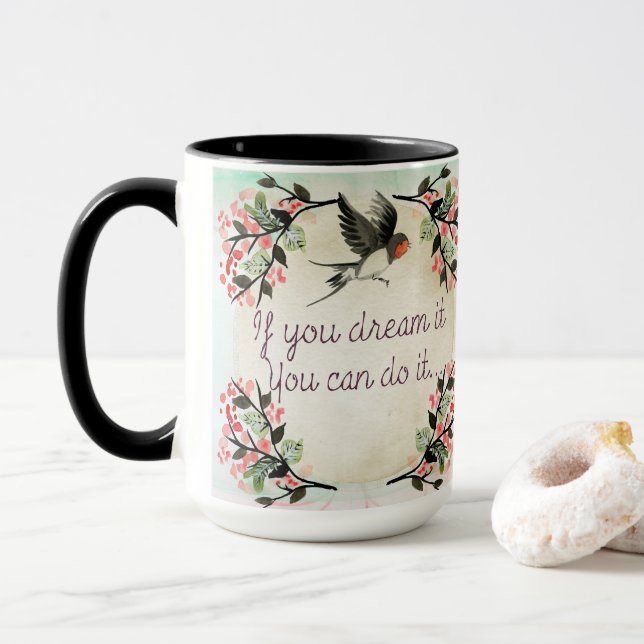 Taza Inspirador Si Sueñas Que Es Acuarela (Con donut)