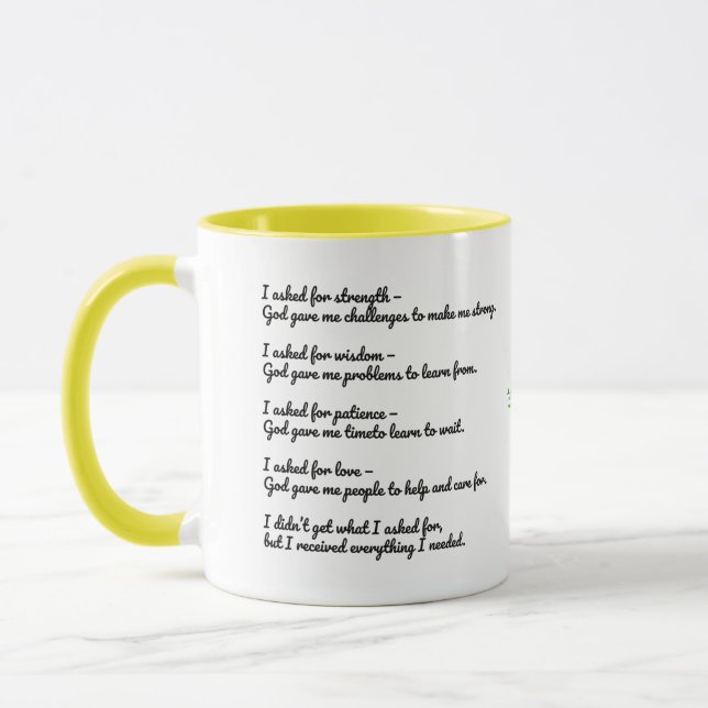 Taza Inspirational God Quote Mug – Strength, Wisdom (Izquierda)