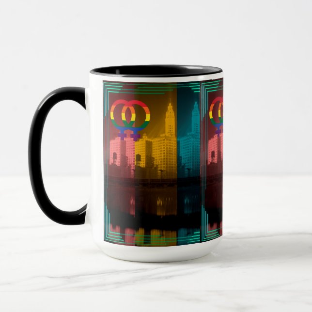 Taza Interés gay de Chicago para lesbianas Wrigley Bldg (Izquierda)