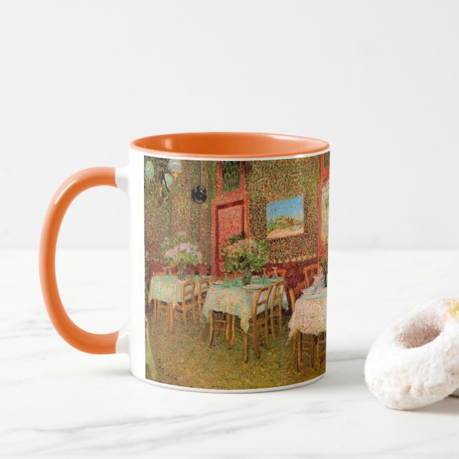 Taza Interior de un restaurante de Vincent van Gogh (Con donut)