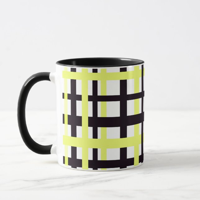 Taza Interlocking Stripes Black White Yellow (Izquierda)