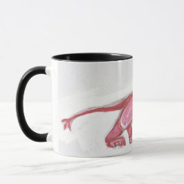Taza intrépido negro rojo lindo del león contemporáneo