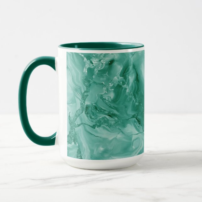 Taza Intricate Marble Pattern in Rich Teal and Green (Izquierda)