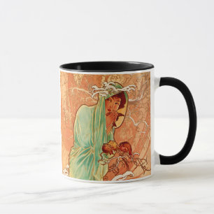 Taza Invierno Art Nouveau de Alphonse Mucha
