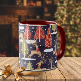 Taza Invierno de los renos singulares de Woodland