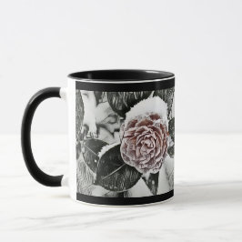 Taza Invierno, Navidades, dibujo de Rosas nevado y cong