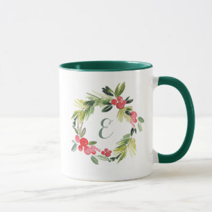 Taza Invierno que casa el monograma floral de la