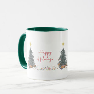 Taza Invitación de fiesta navideña con árbol de pino en