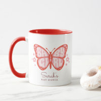 Invitación en Baby Shower a la mariposa rosa bebé