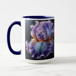 Taza Iris floral morado y azul con barba